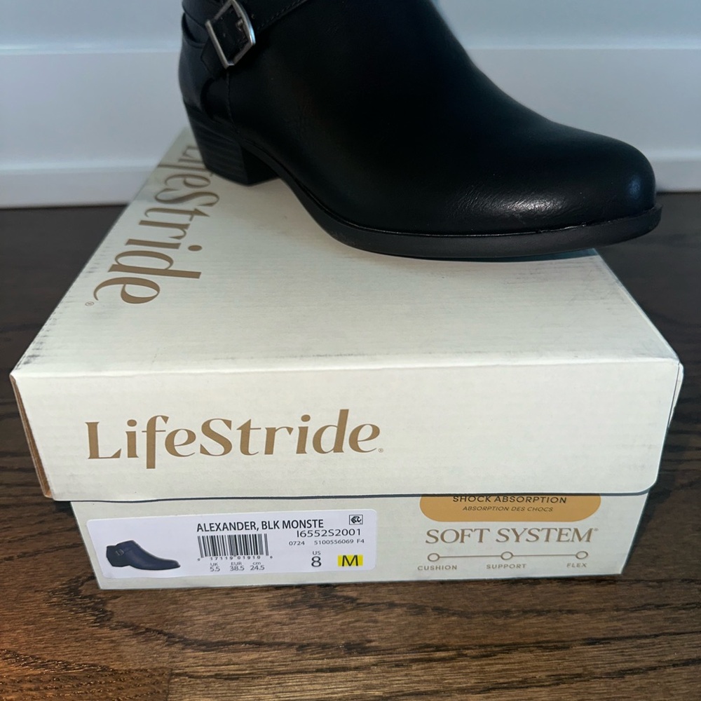 Life Stride Black Ankle Booties with Buckle